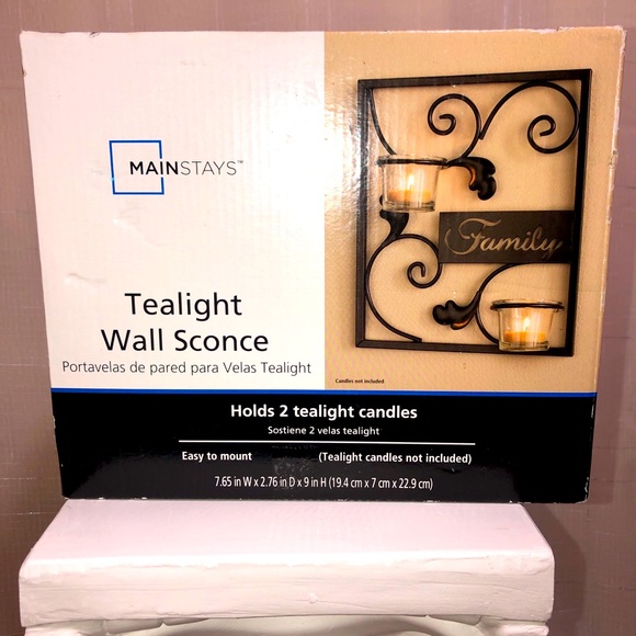 Mainstays Black Tealight Wall Sconces Set 2 Home Decor Holds Tea lights Candles - Picture 1 of 5